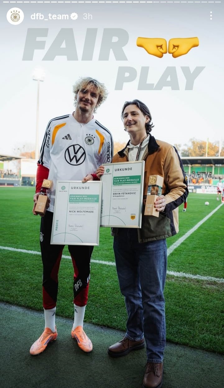 Nick Woltemade Dianugerahi DFB Fair Play Medal